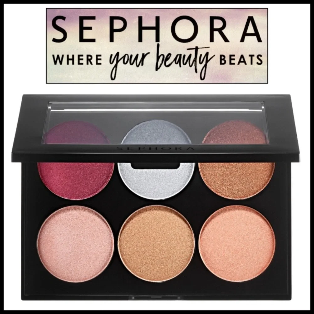 NEW Sephora Metallic pigment Eye Shadow x6 palette browns pinks